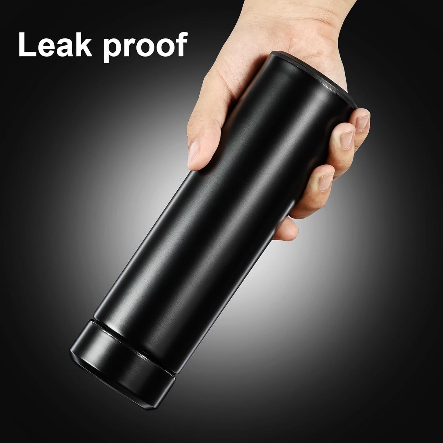 Smart Digital Water Bottle with LED Temperature Display, 23cm Height, Leak-Proof Cover, 304 Filter, Black