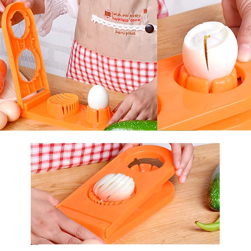 Multi-Segment 2-in-1 Egg Cutter and Slicer for Sliced and Evenly Cut Hard-Boiled Eggs, Ideal for Salad, Sandwiches, and Garnishing