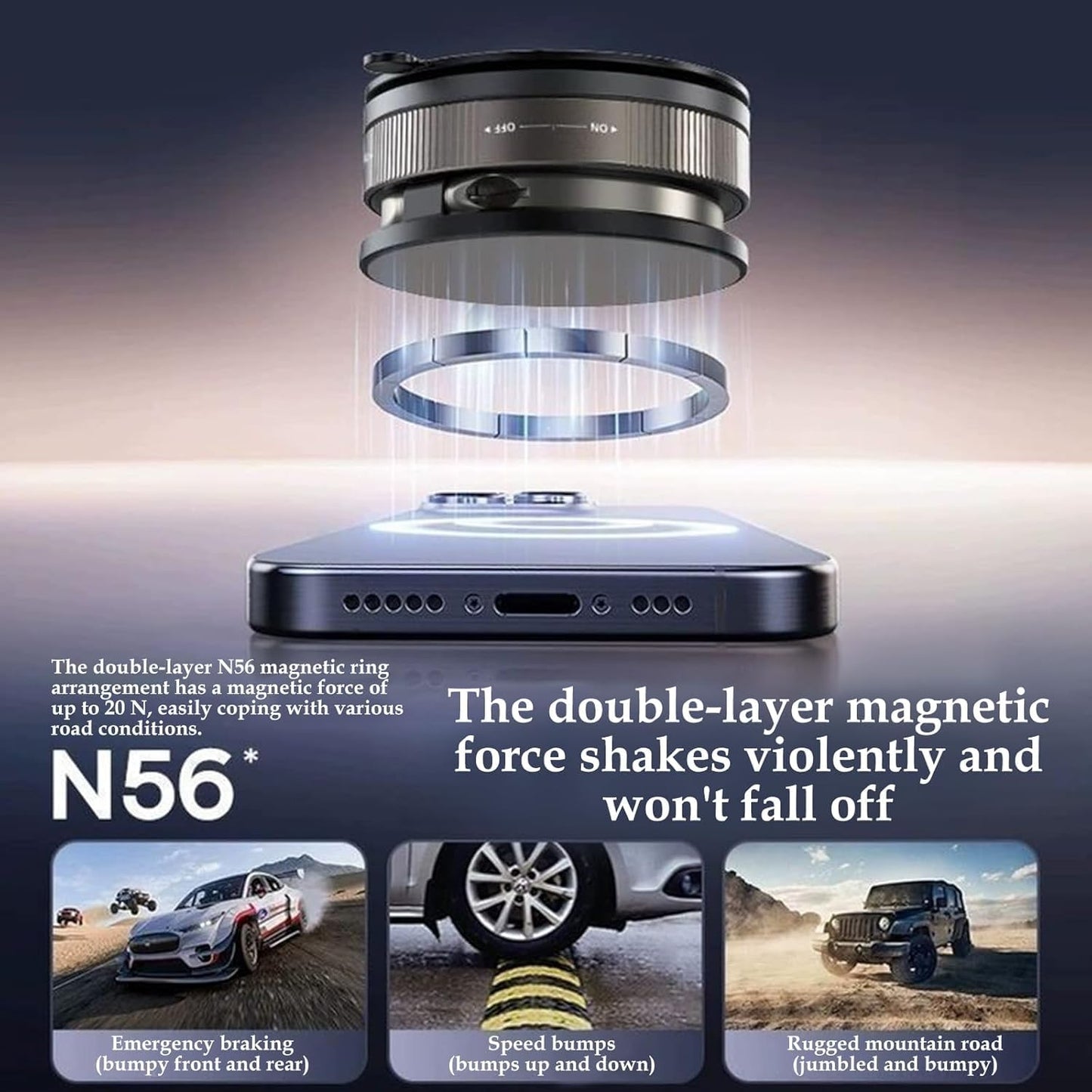 GadgetBite Magnetic Car Mobile Holder for Dashboard Vacuum Suction Phone Holder Mount Hand Free Magnetic Cell Phone Stand with Strong Grip Suction Cup Mount for Car Gym Office Table - Black