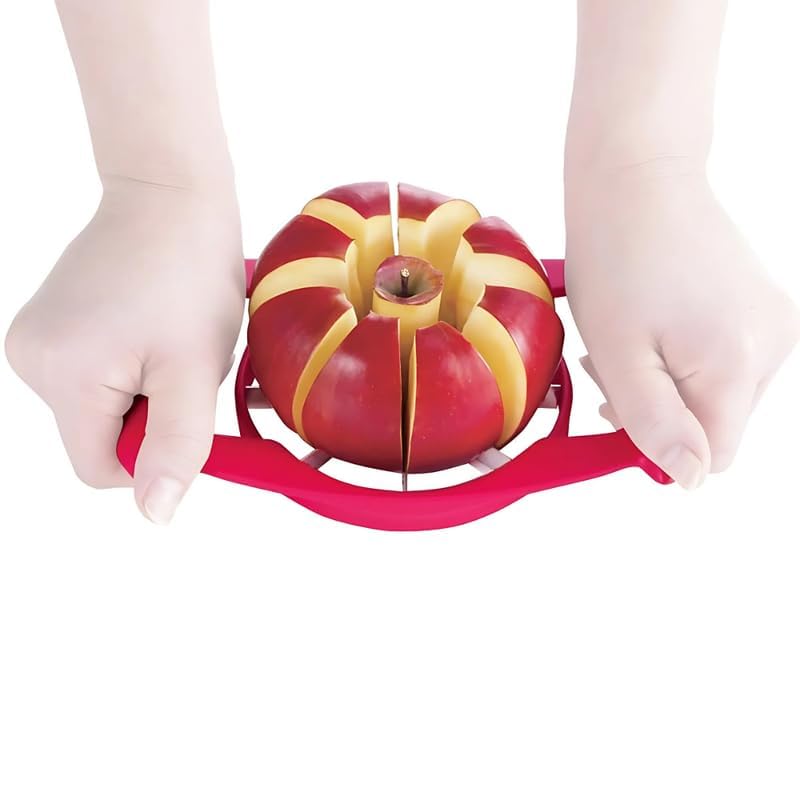 Apple Slicer Wedger Cutter Divider Corer Pitter, 8 Stainless Steel Blades, Non-Slip Handle, Kitchen Tool - Red