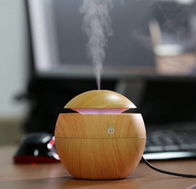 Wooden Cool Mist Humidifiers Essential Oil Diffuser Aroma Air Humidifier with Colorful Change for Car, Office, Babies, humidifiers for Home, air humidifier for Room (Wooden-aa1)