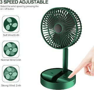 Powerful Rechargeable Table Fan with Height and 3 speed Adjustable Folding Telescopic Table Fan for Office Desk for Home,kitchen