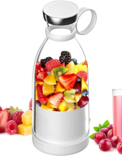 420ml Portable Juice Blender ? USB Rechargeable Personal Juicer Bottle Mixer for Shakes, Smoothies, and Fruit Juices, Mini Electric Blender with Grinder Function