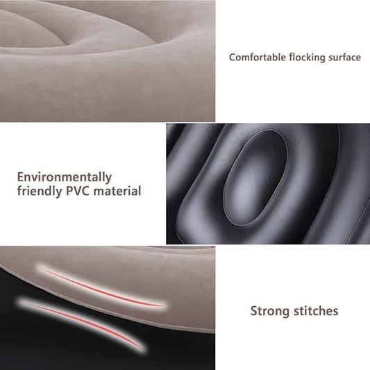 Inflatable Leisure Sofa Chair and Footstool, Outdoor Folding Lounger Flocking Lazy Couch, 2-in-1 Lounge Bed Set Portable Recliner with Air Pump (Gray) Pack of 1