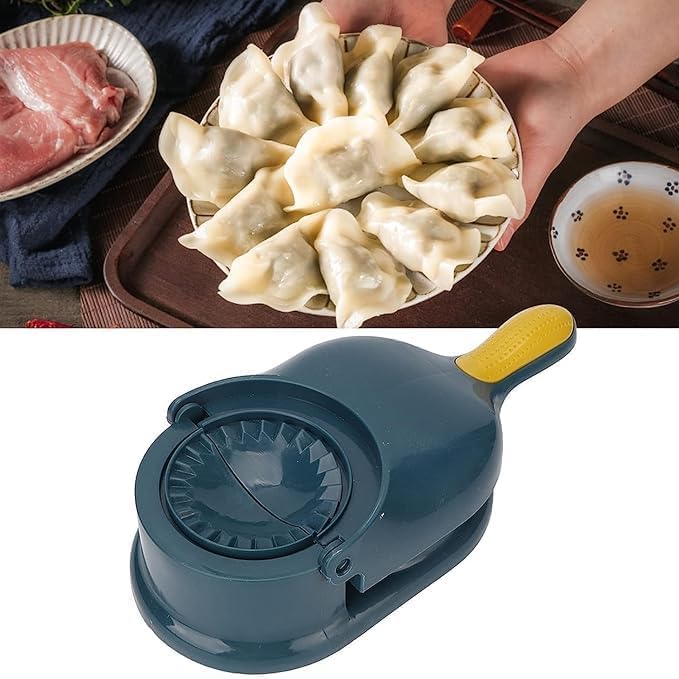 2 in 1 Plastic Dumpling & Momo Maker Press  Gujiya Ghughra Karanji Kajjikayalu Mould with Dumpling Skin Press  Manual Easy-Press Dumpling Maker  PP Plastic Kitchen Tool