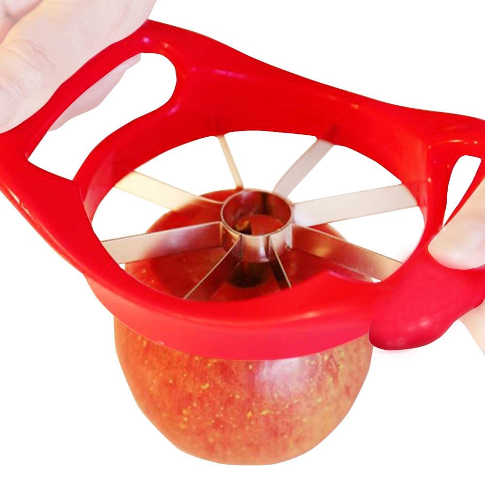 Apple Slicer Wedger Cutter Divider Corer Pitter, 8 Stainless Steel Blades, Non-Slip Handle, Kitchen Tool - Red