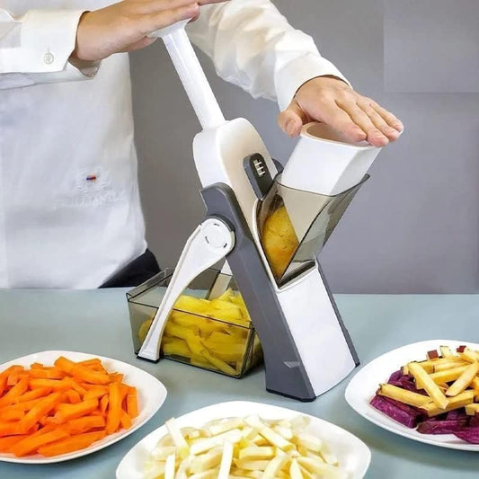 Vegetables Cutter for Kitchen, Mandoline Slicer and Chopper, Potato Chips Cutter, Onion Chopper, 5 in 1 Multifunctional Push and Cut Vegetable Shredder, Spring Slicer, Grater with Steel