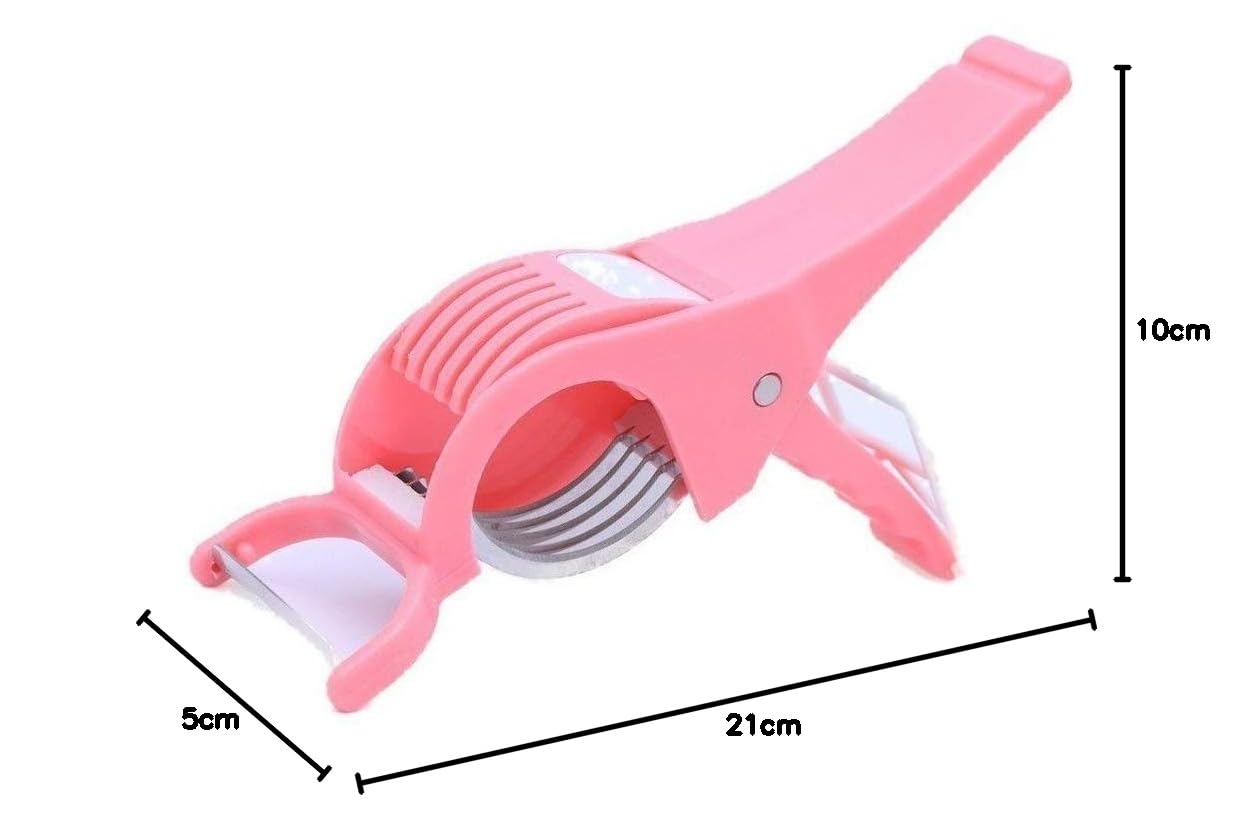 Plastic 2 in 1 Vegetable & Fruit Multi Cutter & Peeler,Veg Cutter Sharp Stainless Steel 5 Blade Vegetable Cutter with Peeler (Multi)