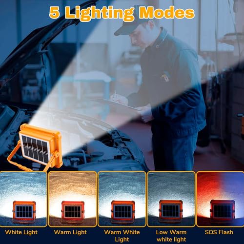 USB & Solar Rechargeable LED Flood Light - 288 LED's Portable & IP66 Waterproof Outdoor Light for Garden, Camping, Garage, and Emergency Use