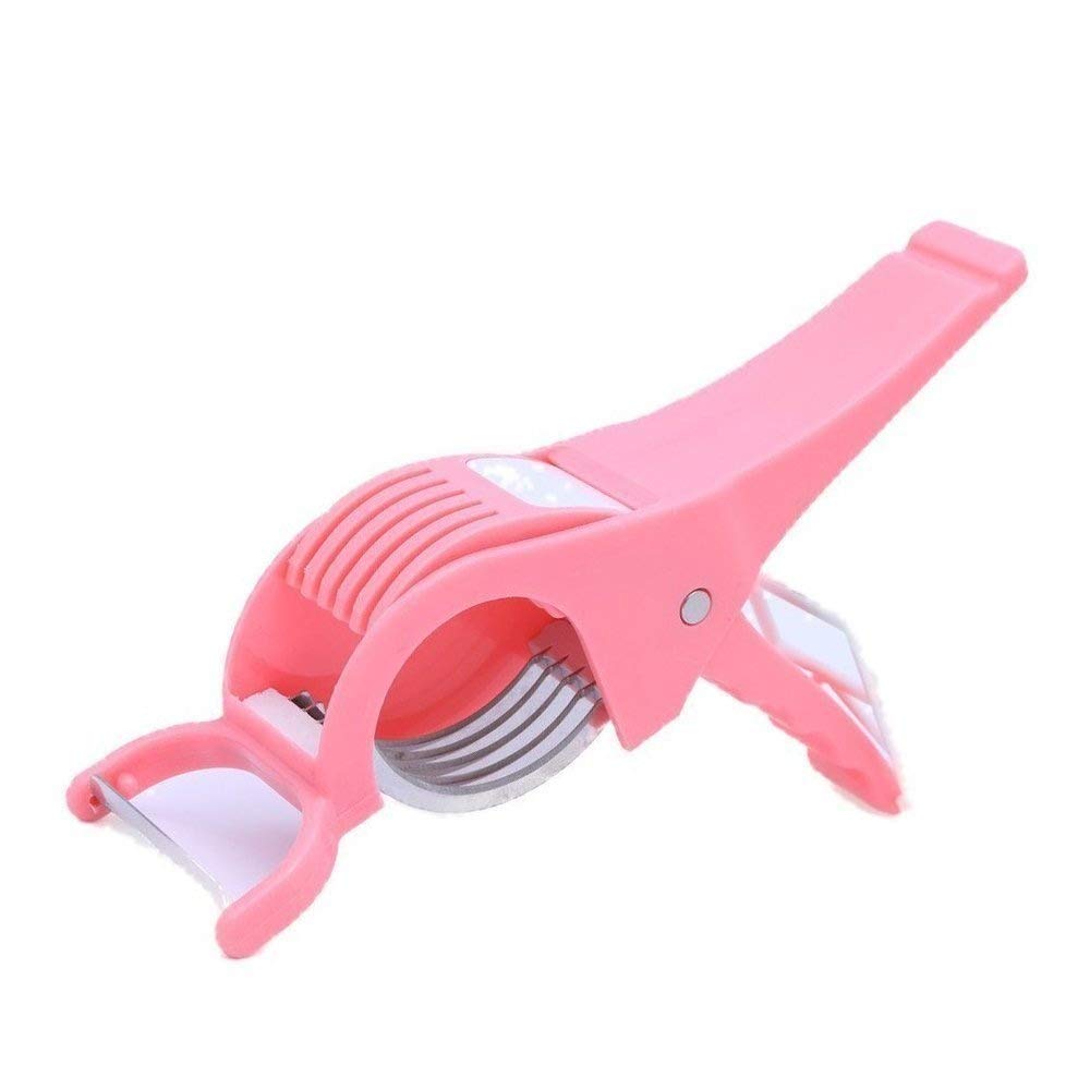 Plastic 2 in 1 Vegetable & Fruit Multi Cutter & Peeler,Veg Cutter Sharp Stainless Steel 5 Blade Vegetable Cutter with Peeler (Multi)