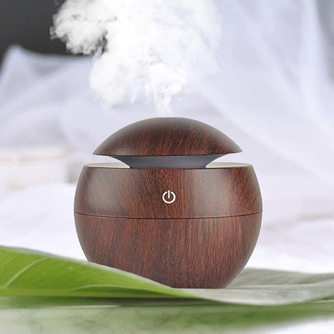 Wooden Cool Mist Humidifiers Essential Oil Diffuser Aroma Air Humidifier with Colorful Change for Car, Office, Babies, humidifiers for Home, air humidifier for Room (Wooden-aa1)