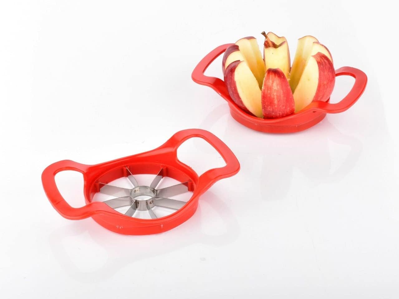Apple Slicer Wedger Cutter Divider Corer Pitter, 8 Stainless Steel Blades, Non-Slip Handle, Kitchen Tool - Red