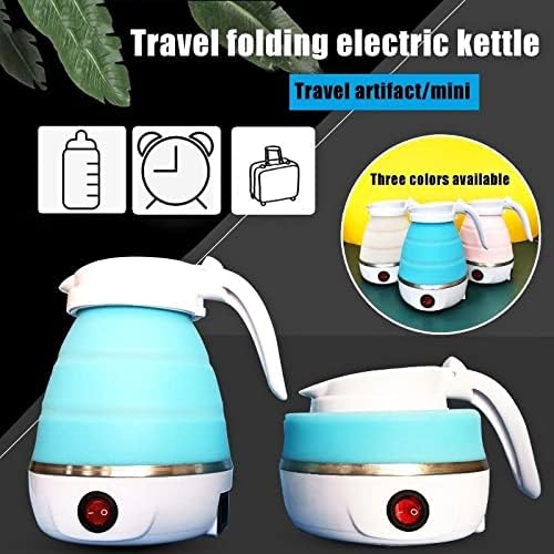 Travel Folding Electric Kettle, Fast Boiling, Portable Electric Kettle, 600ml Boil Dry Protection, 100-240V Food Grade Silicone Foldable Kettle (Multicolor), 600 watts