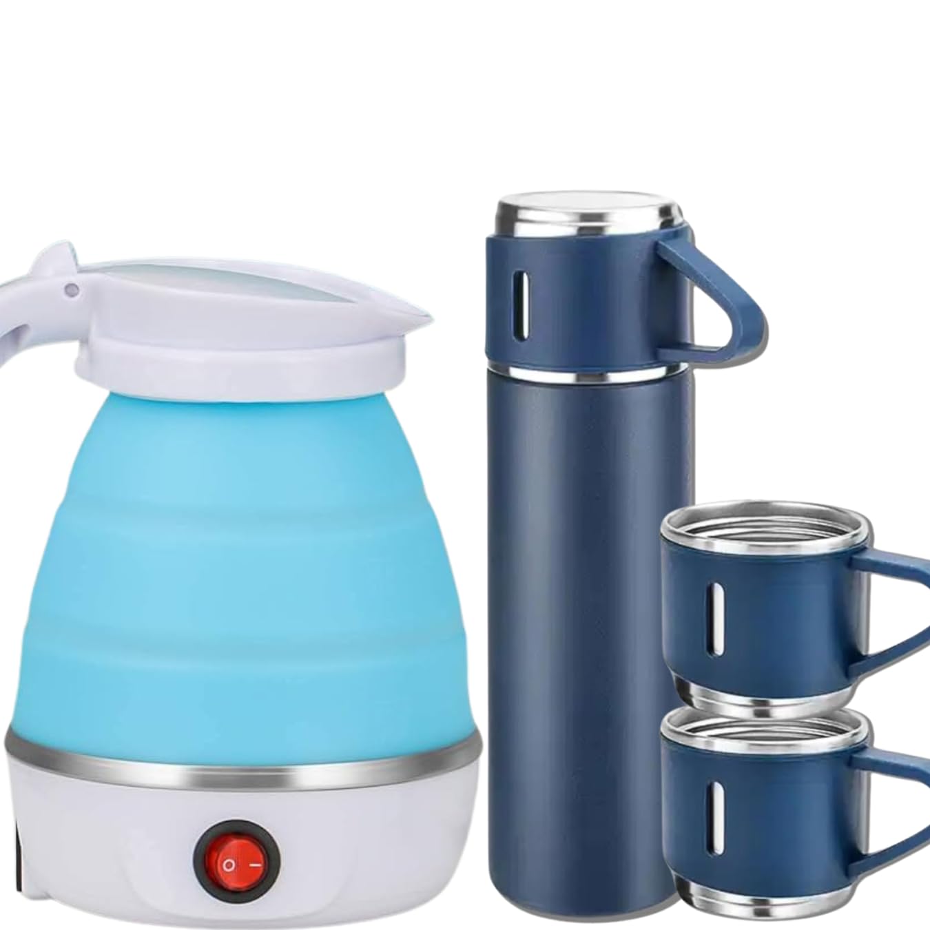 Folding electric kettle + vaccum Flask set combo