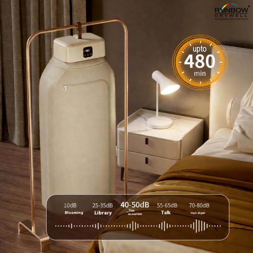 Thermodry Smart Portable Clothes Dryer, Rapid Heating, Foldable Electric Heater with Timer, Energy-Efficient Travel-Friendly Design for Apartments, Travel, Dorms & Small Spaces (600W)