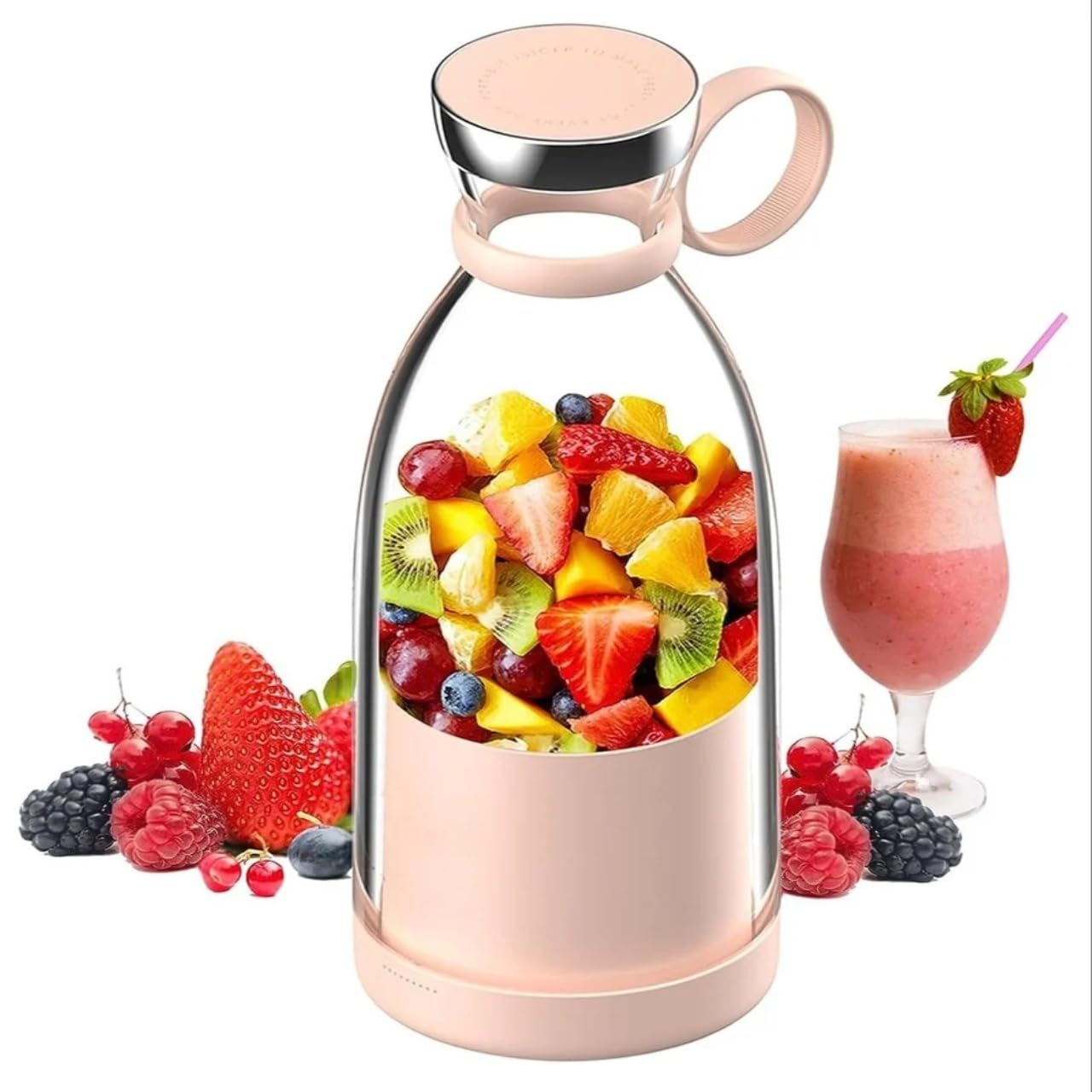 420ml Portable Juice Blender ? USB Rechargeable Personal Juicer Bottle Mixer for Shakes, Smoothies, and Fruit Juices, Mini Electric Blender with Grinder Function