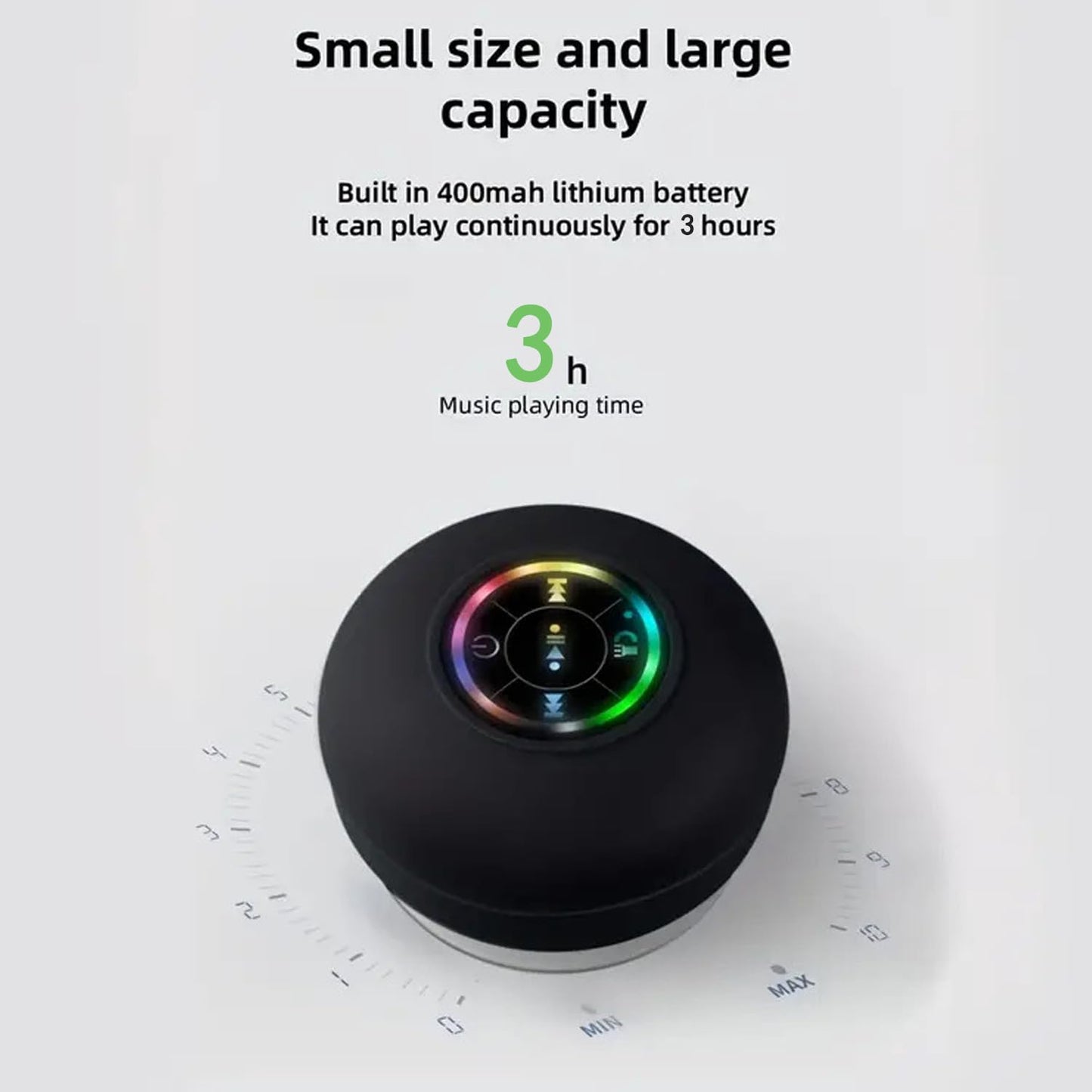 Bluetooth Shower Speaker, Portable Bluetooth Speaker 360 HD Surround Sound, Waterproof Wireless Speaker with Suction Cup, Colorful LED Lights, Built-in Mic, Shower Radio for Party, Travel, Beach