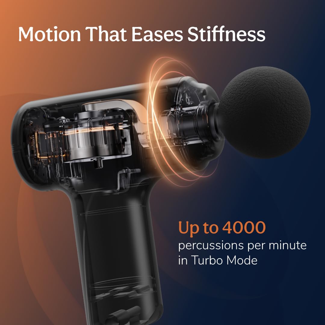 Charge Go Massage Gun | Body Massager for Pain Relief | Massage Gun for Back Leg & Full Body | 4 Specialized Heads For Full Body Pain Relief