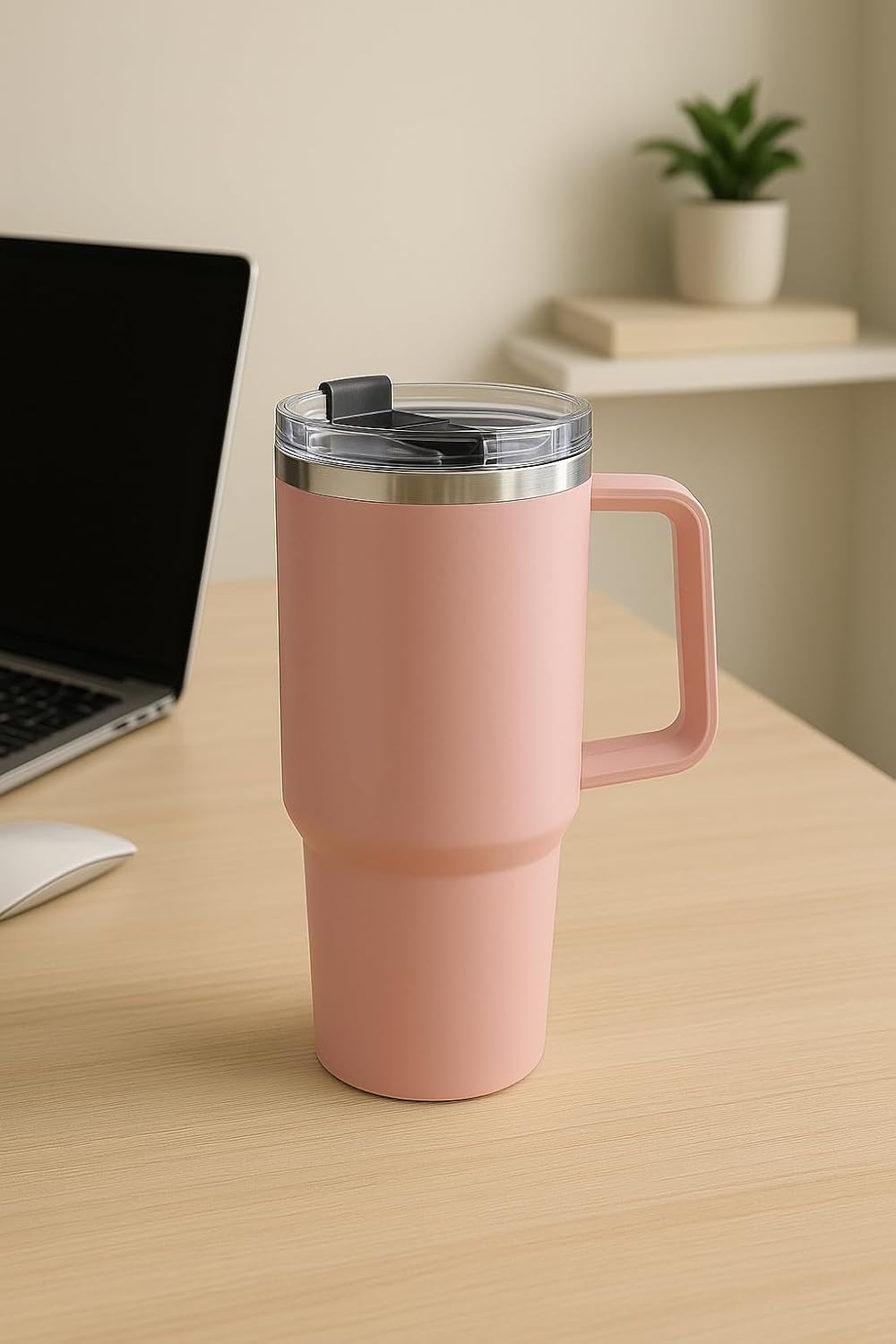 1200ml Stainless Steel Tumbler with Handle & Steel Straw | Double Wall Vacuum Insulated Mug | Spill Proof Lid | Beer & Cold Drink Travel Cup (Multicolor) (Black)