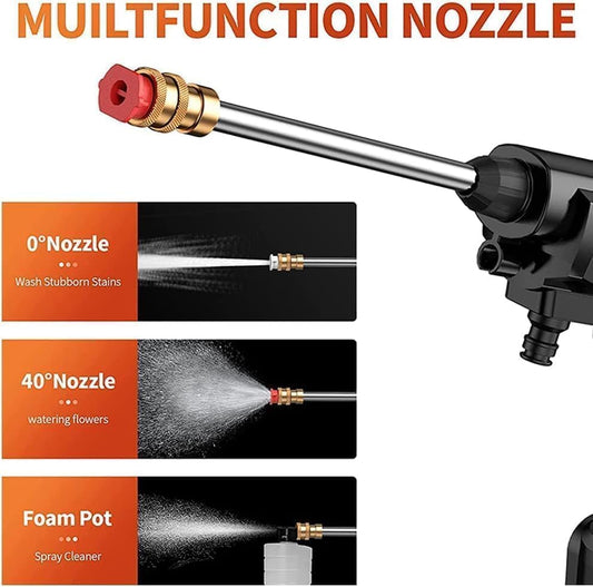 (Double Battery) Wireless High Pressure Car Washer & Car Cleaning 48V Rechargeable Electric Pressure Washer Gun Machine Tool for Top Flexible Pressure Washer Hose (Double Battery Gun)