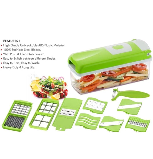 DJ 13 in 1 Multipurpose Chopper, Fruits & Vegetable Cutters, Grater Peeler Chipser, Unbreakable Food Grade Body, Easy Push to Clean Button Slicer Dicer, Chopper for Kitchen