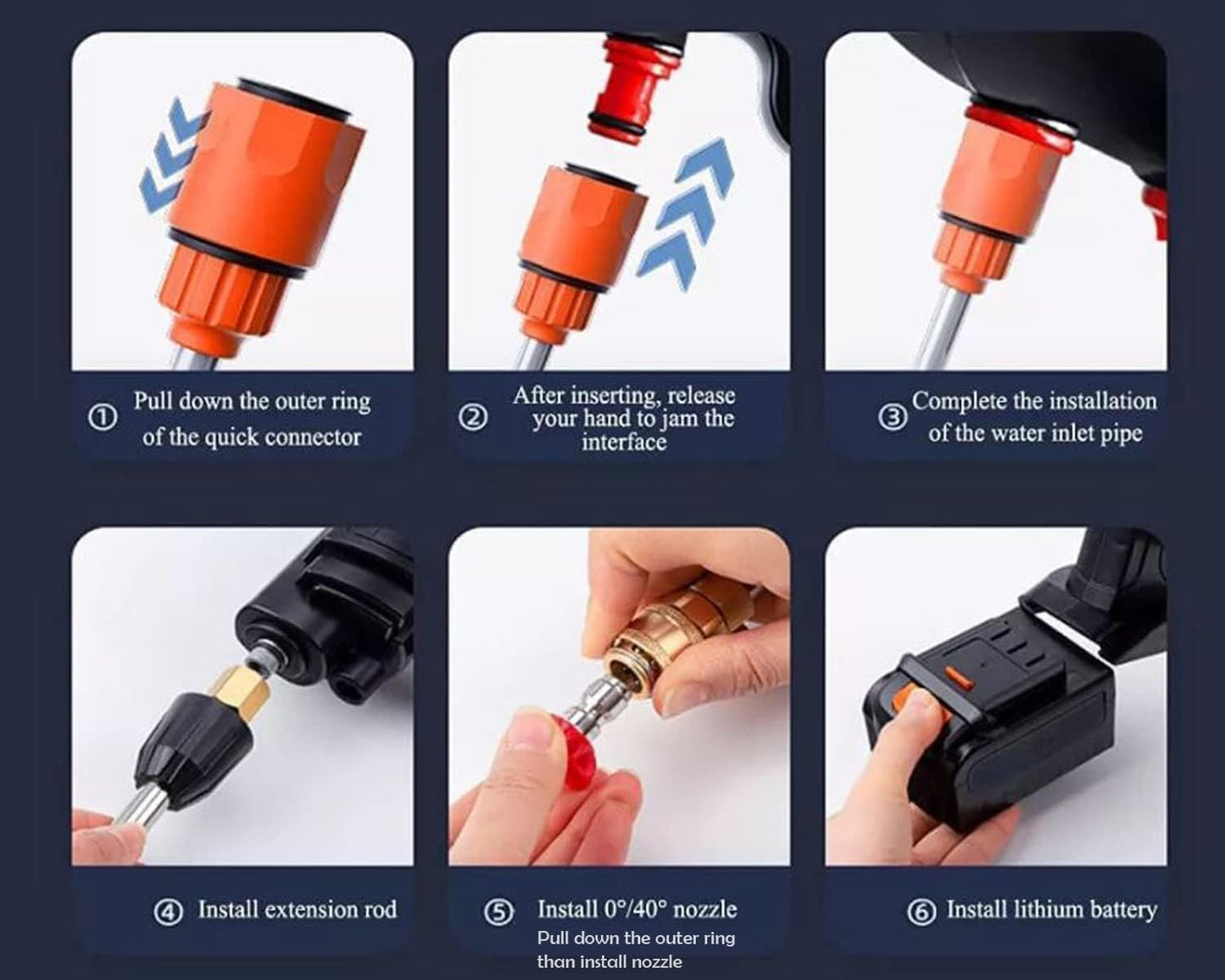 (Double Battery) Wireless High Pressure Car Washer & Car Cleaning 48V Rechargeable Electric Pressure Washer Gun Machine Tool for Top Flexible Pressure Washer Hose (Double Battery Gun)