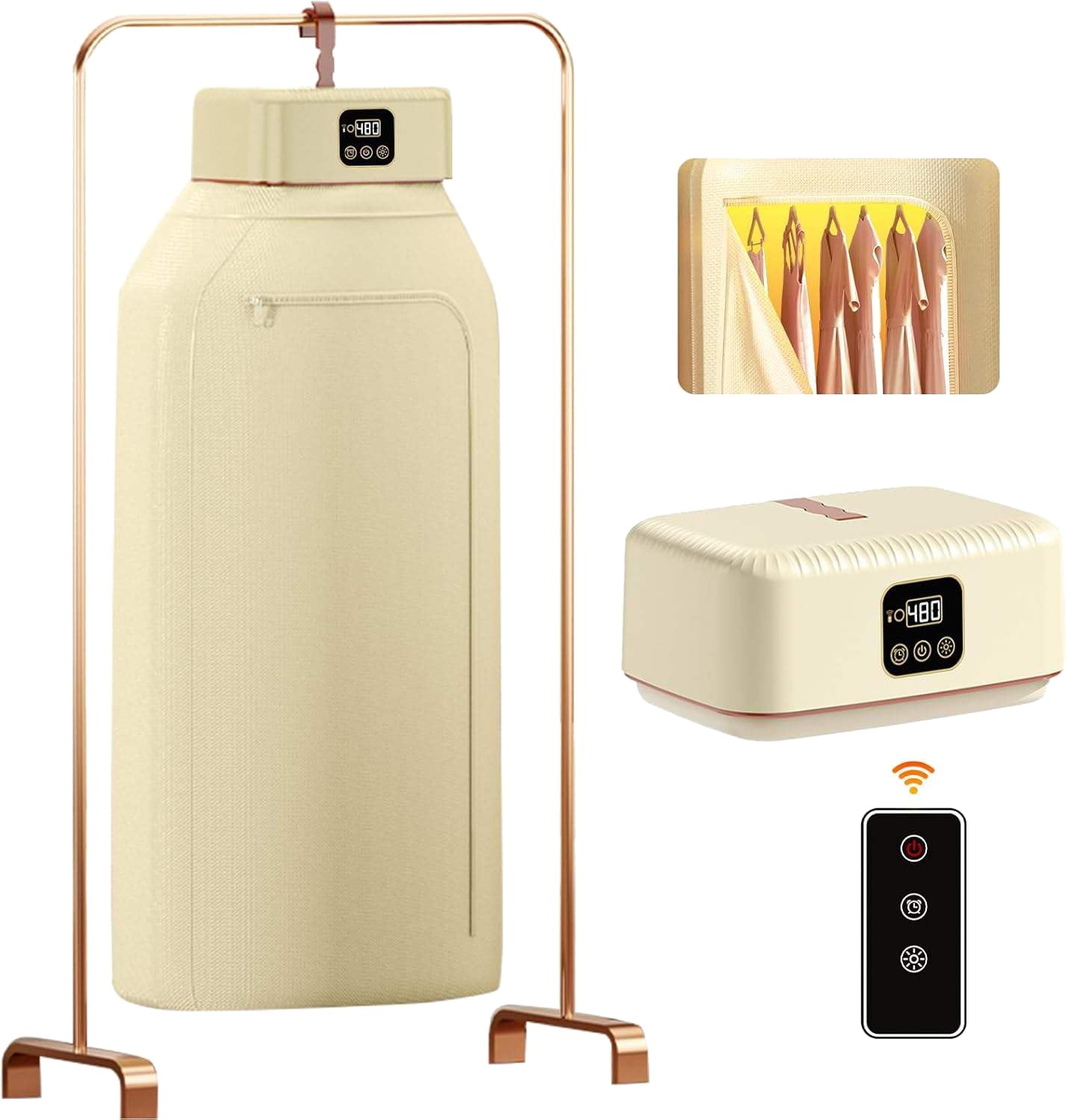 Thermodry Smart Portable Clothes Dryer, Rapid Heating, Foldable Electric Heater with Timer, Energy-Efficient Travel-Friendly Design for Apartments, Travel, Dorms & Small Spaces (600W)
