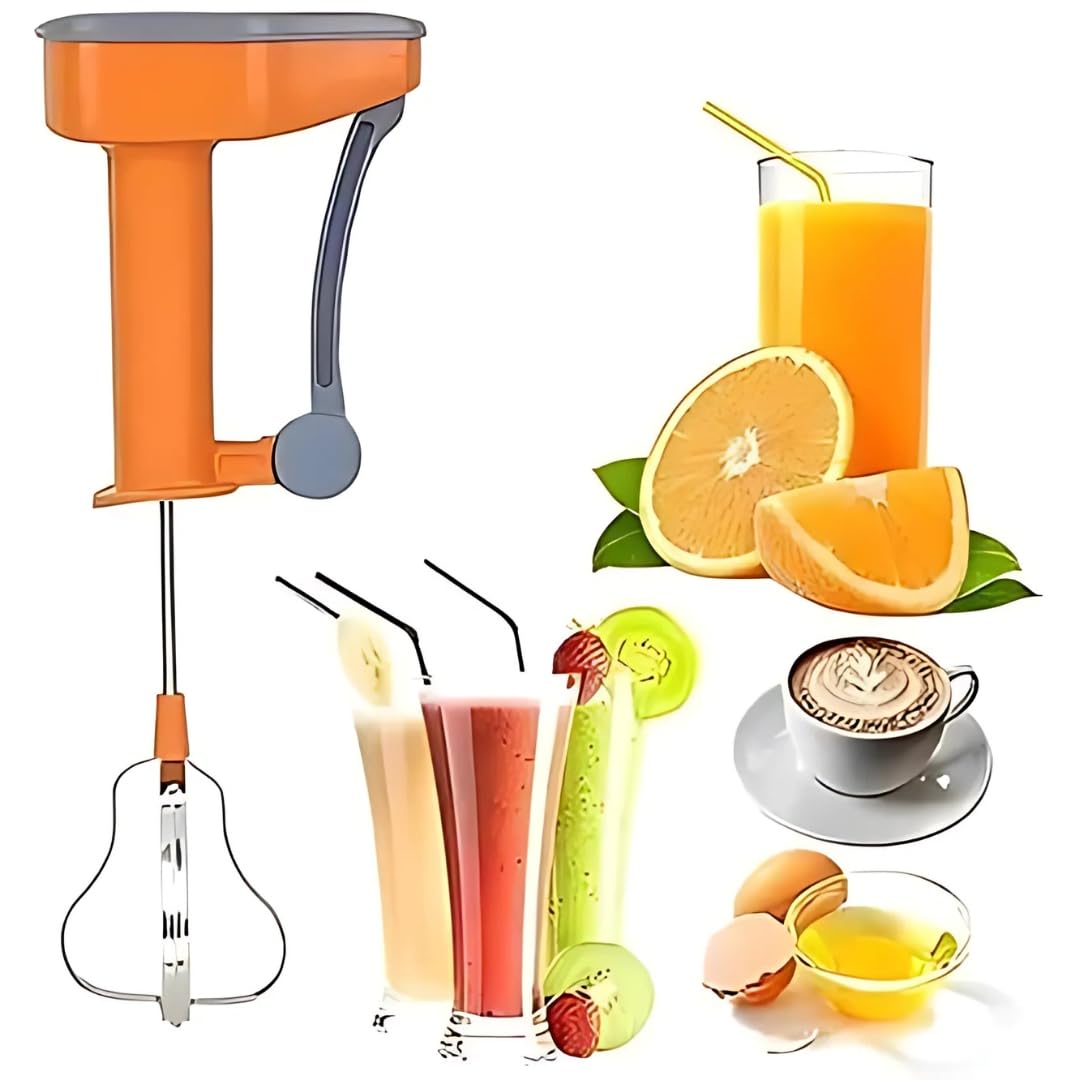 Manual Hand Blender  Heavy-Duty Stainless Steel Beater for Lassi, Buttermilk, Cream, Eggs & Batter Mixing  Easy Grip Handle & Smooth Rotation