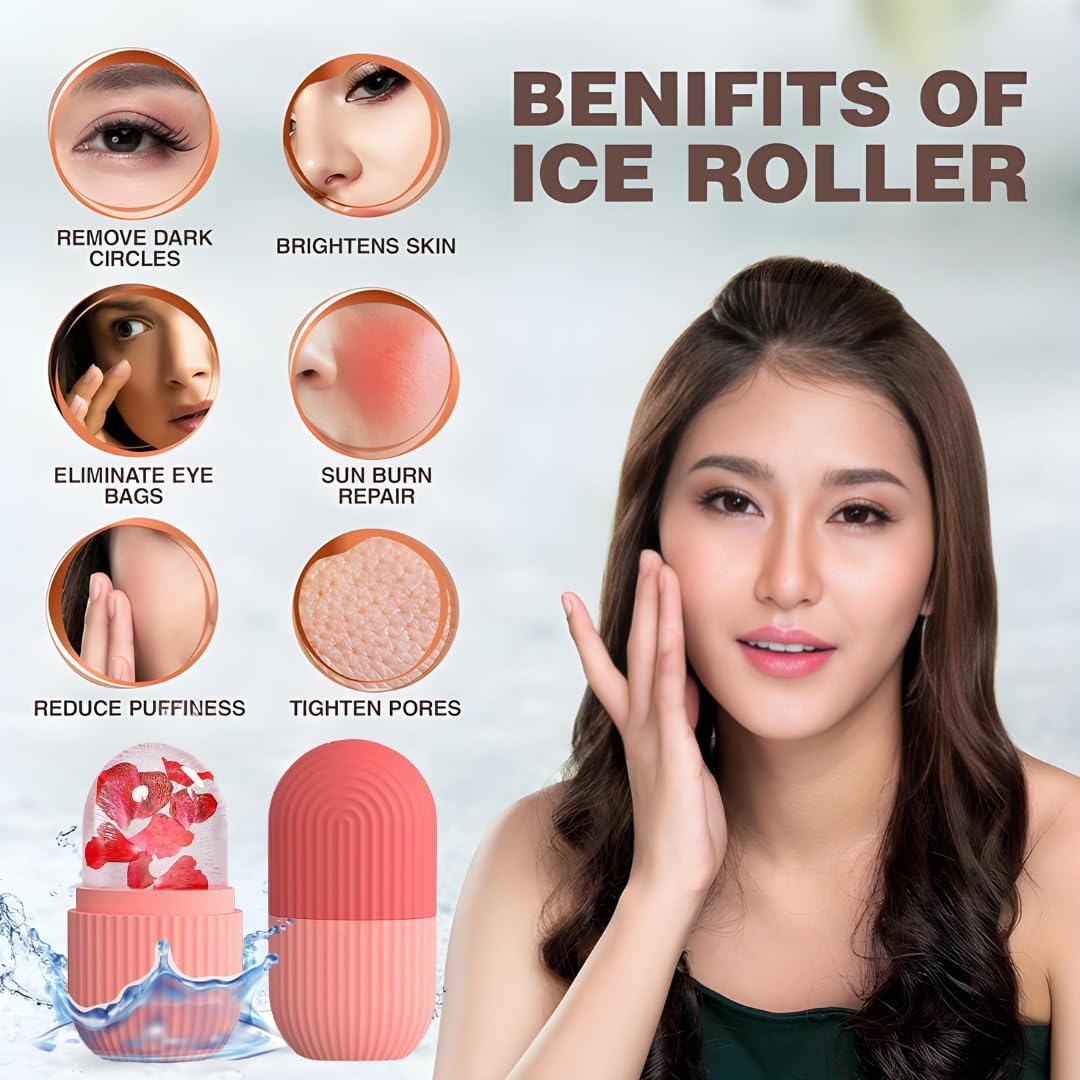 Click to see full view Ice Roller for Face | Ice Roller Reusable & Unbreakable for Face Massager | Face Ice Roller for Men & Women | Ice Cube Roller for Glowing Skin (1 pc)