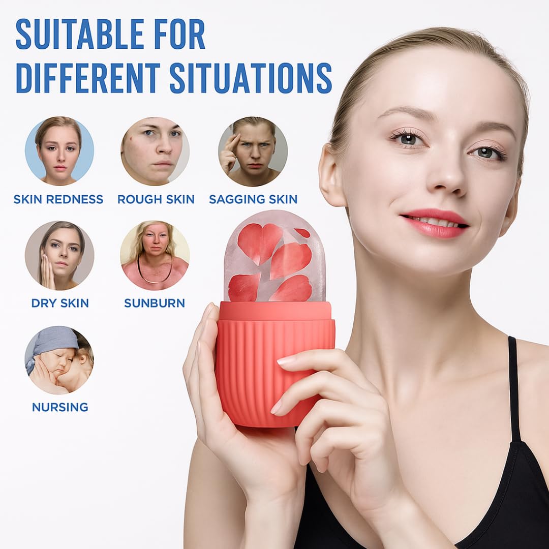Click to see full view Ice Roller for Face | Ice Roller Reusable & Unbreakable for Face Massager | Face Ice Roller for Men & Women | Ice Cube Roller for Glowing Skin (1 pc)