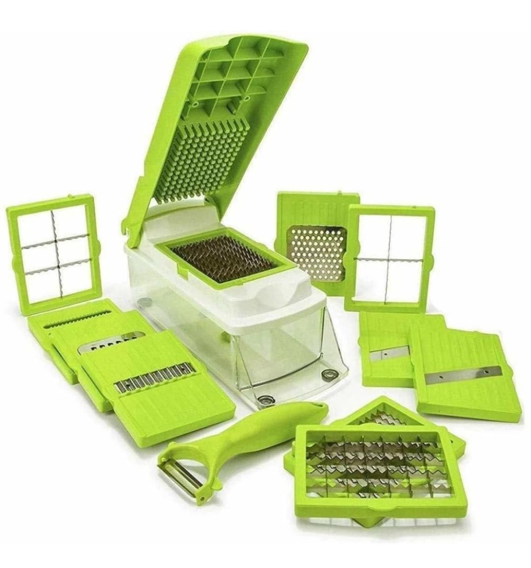 DJ 13 in 1 Multipurpose Chopper, Fruits & Vegetable Cutters, Grater Peeler Chipser, Unbreakable Food Grade Body, Easy Push to Clean Button Slicer Dicer, Chopper for Kitchen