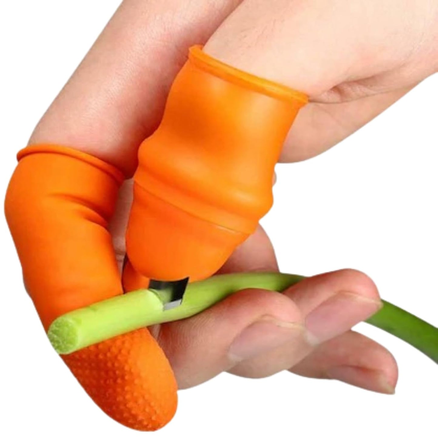 Thumb Knife with 1 Finger Protectors | Kitchen Cutter Set for Vegetables, Fruits & Herbs | Includes Garlic Peeler | Handy Kitchen Tool for Easy Food Prep