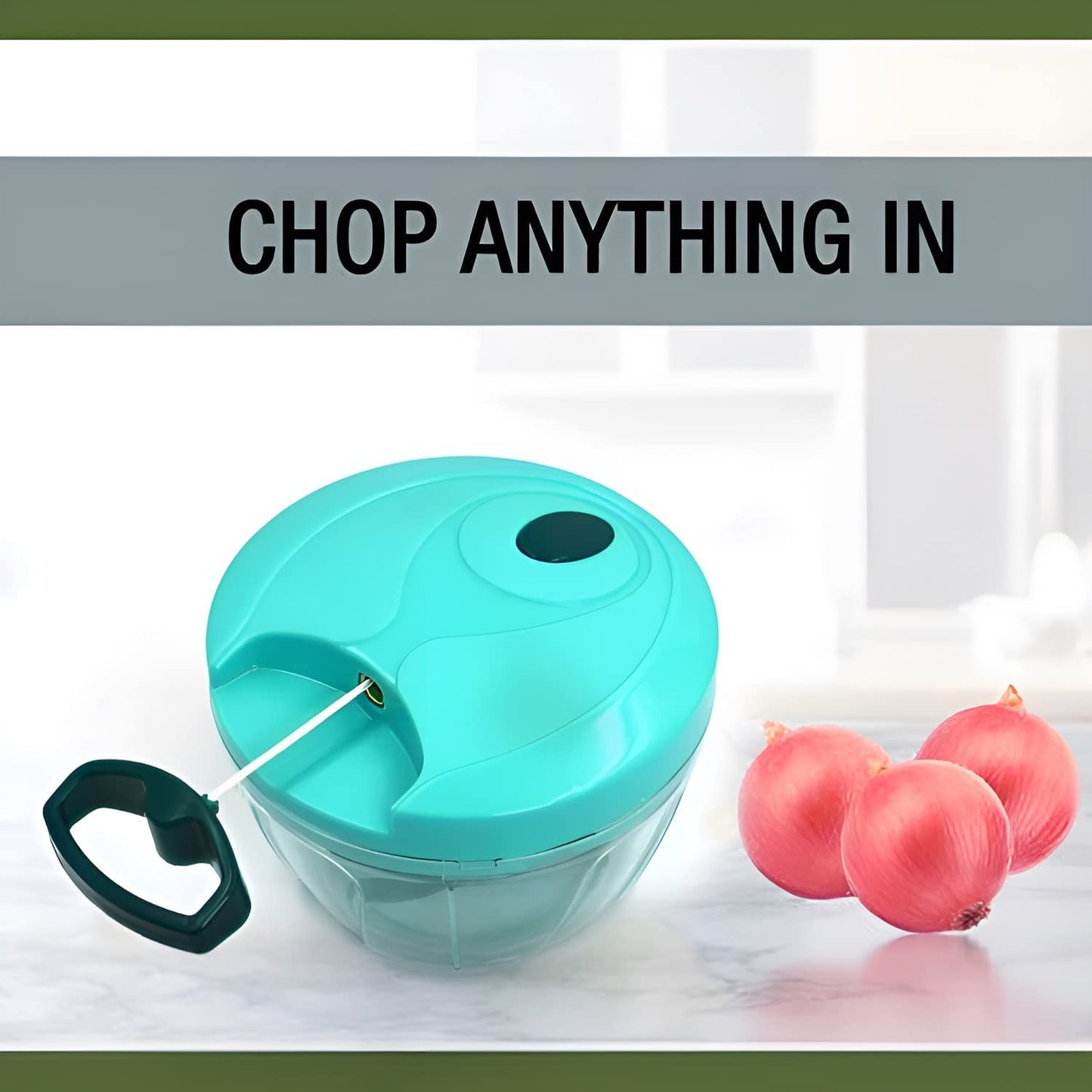 Easy-Pull Mini Chopper with Triple-Blade System 2 in 1 500ml for Efficient Chopping of Onions, Garlic, Vegetables & Fruits