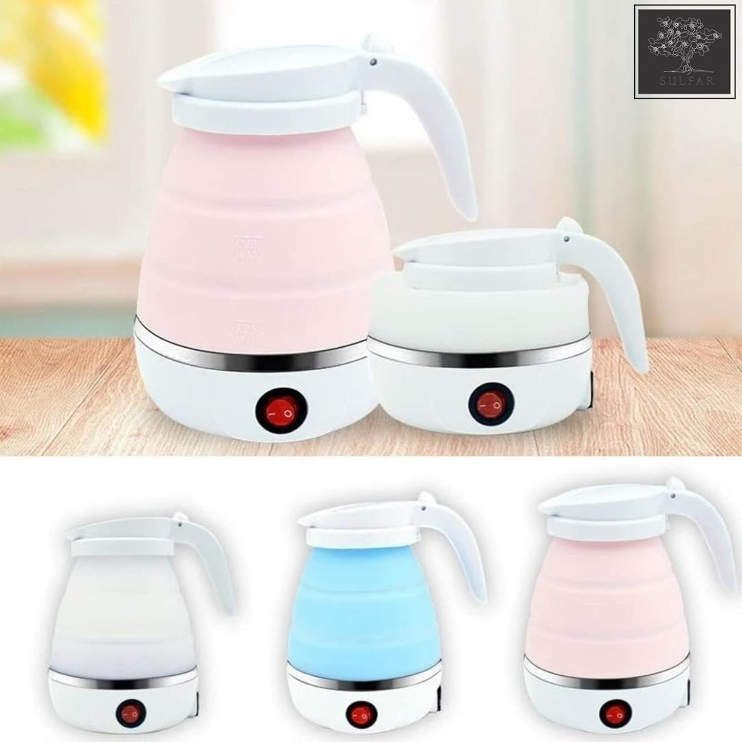 Folding electric kettle + vaccum Flask set combo