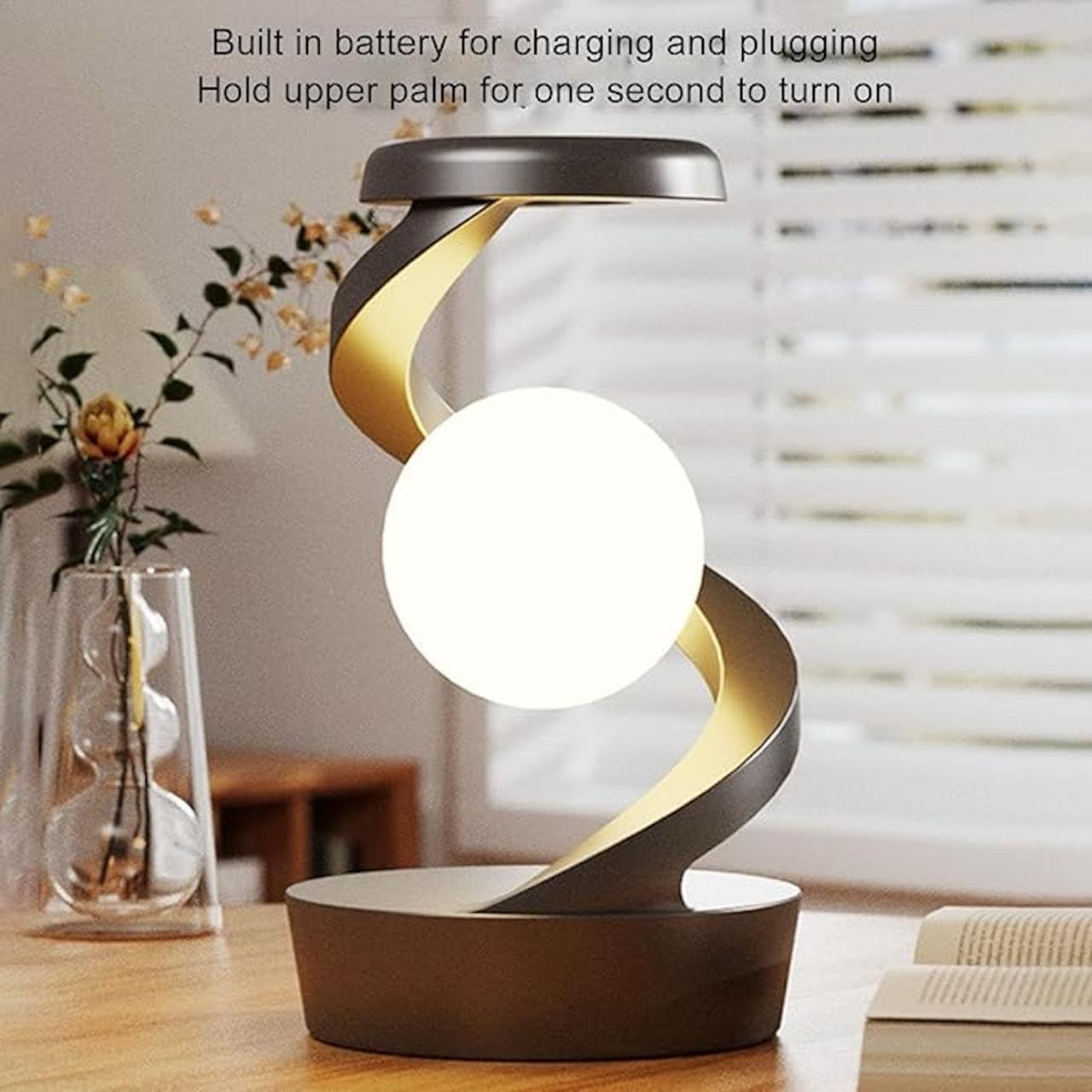 Spiral Rotating Desk Lamp | RGB Spiral Rotating Moon Lamp | Rechargeable Table Lamp | Multicolor LED Levitating Night Light | 3D Visual Levitation Ball 360° Spiral Rotating Desk Lamp