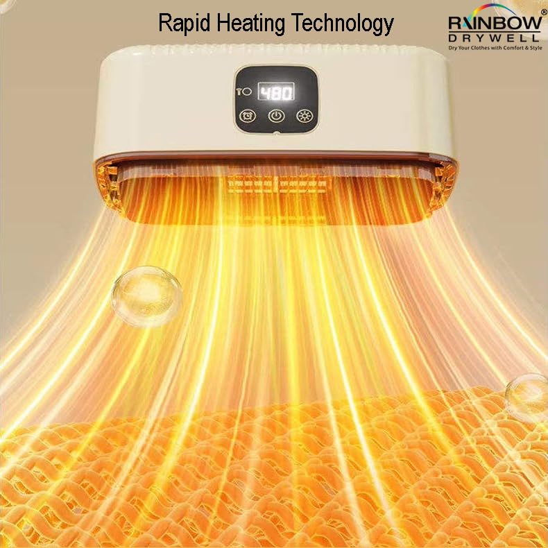 Thermodry Smart Portable Clothes Dryer, Rapid Heating, Foldable Electric Heater with Timer, Energy-Efficient Travel-Friendly Design for Apartments, Travel, Dorms & Small Spaces (600W)