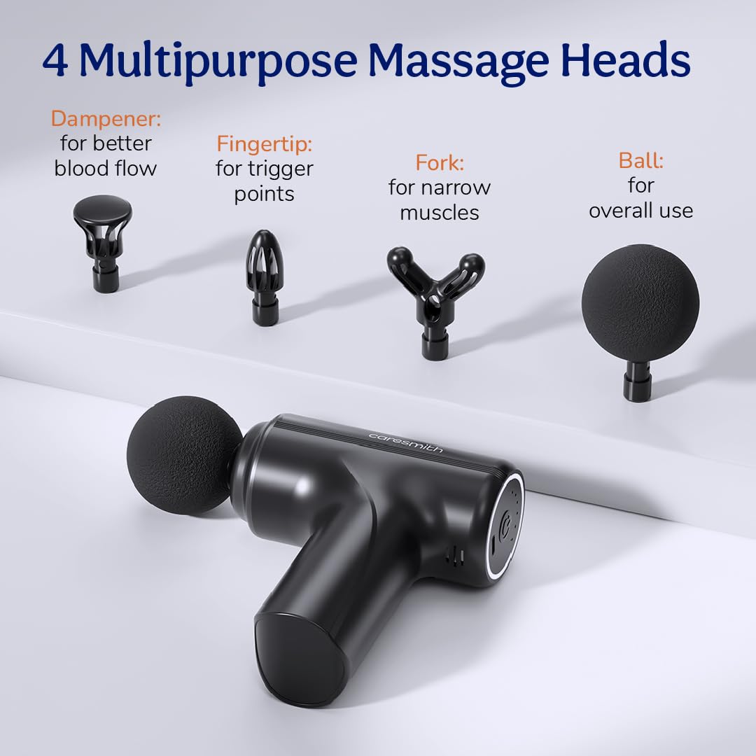 Charge Go Massage Gun | Body Massager for Pain Relief | Massage Gun for Back Leg & Full Body | 4 Specialized Heads For Full Body Pain Relief