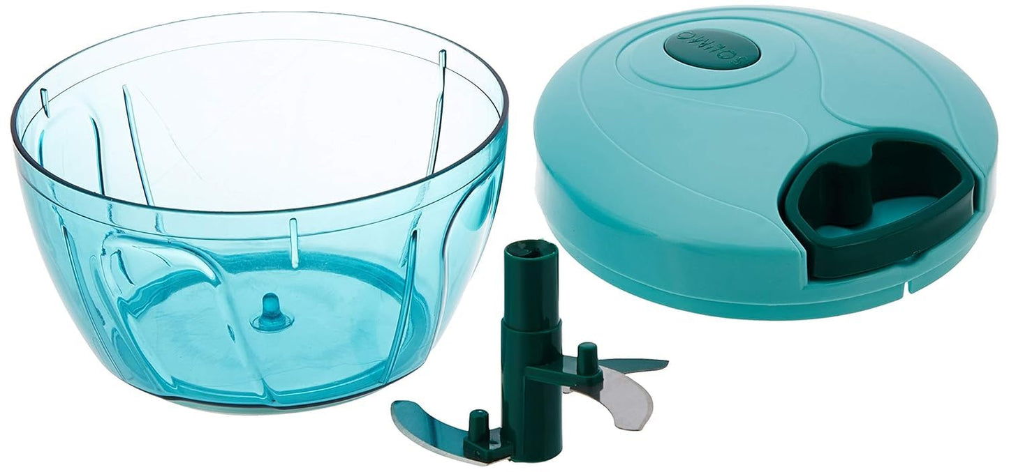 Easy-Pull Mini Chopper with Triple-Blade System 2 in 1 500ml for Efficient Chopping of Onions, Garlic, Vegetables & Fruits