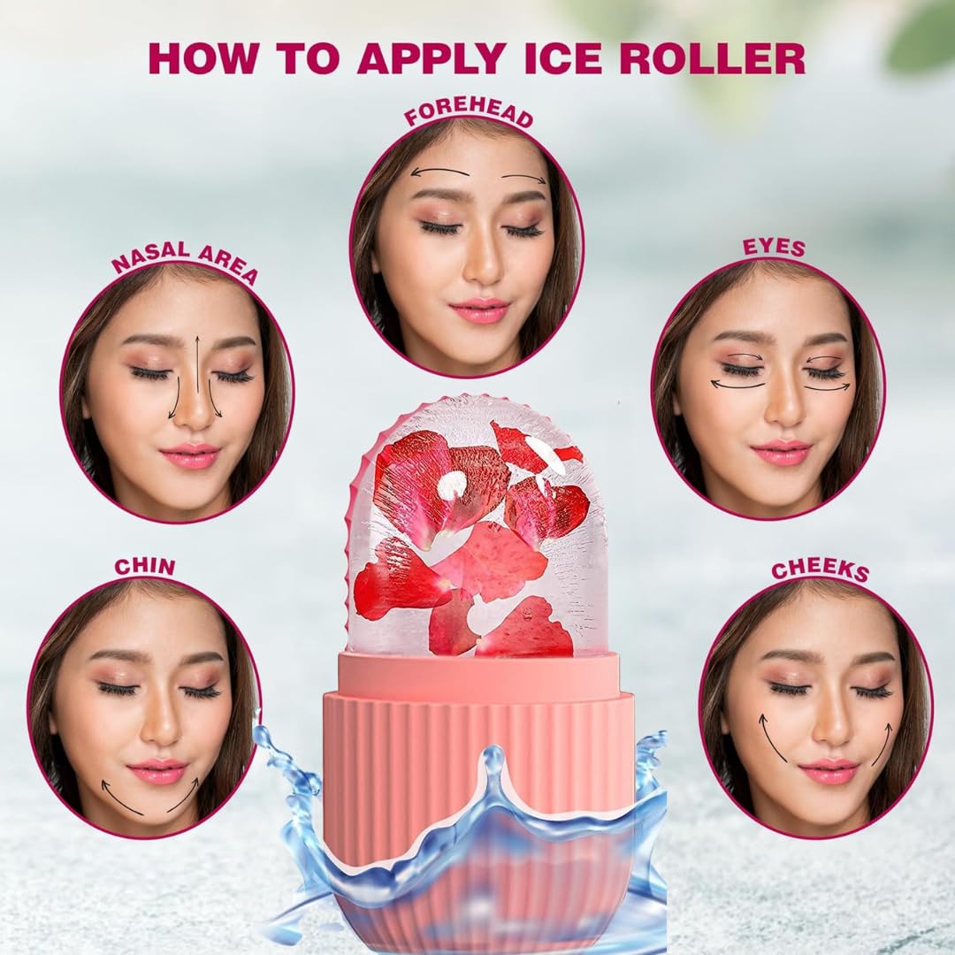 Click to see full view Ice Roller for Face | Ice Roller Reusable & Unbreakable for Face Massager | Face Ice Roller for Men & Women | Ice Cube Roller for Glowing Skin (1 pc)