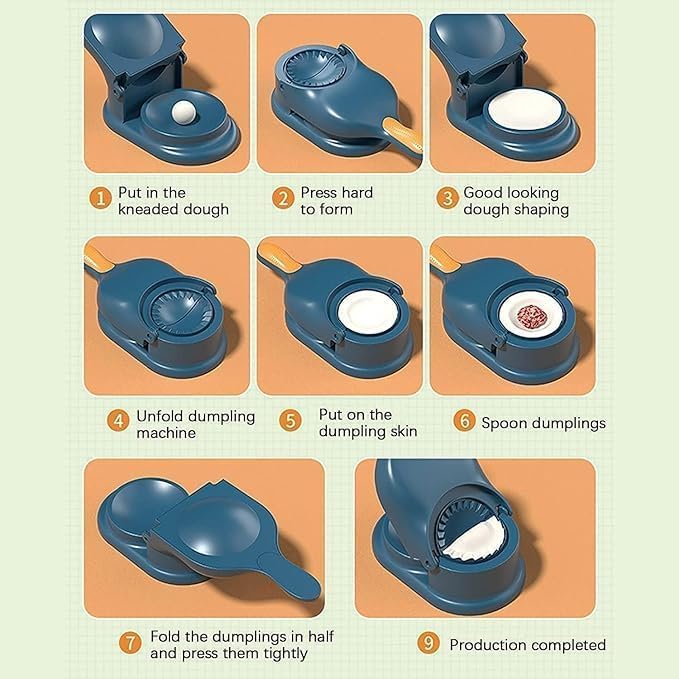 2 in 1 Plastic Dumpling & Momo Maker Press  Gujiya Ghughra Karanji Kajjikayalu Mould with Dumpling Skin Press  Manual Easy-Press Dumpling Maker  PP Plastic Kitchen Tool