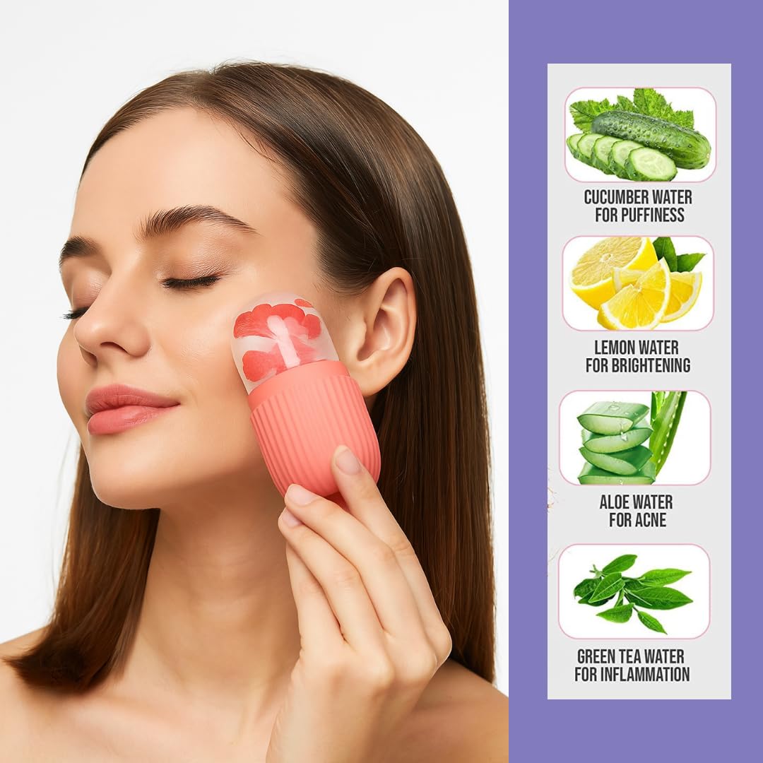 Click to see full view Ice Roller for Face | Ice Roller Reusable & Unbreakable for Face Massager | Face Ice Roller for Men & Women | Ice Cube Roller for Glowing Skin (1 pc)