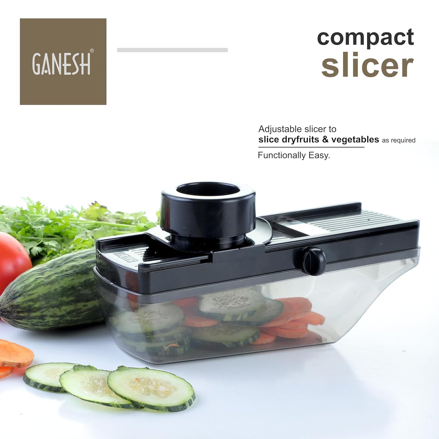 Plastic Vegetable Slicer & Dry Fruit Cutter, Black