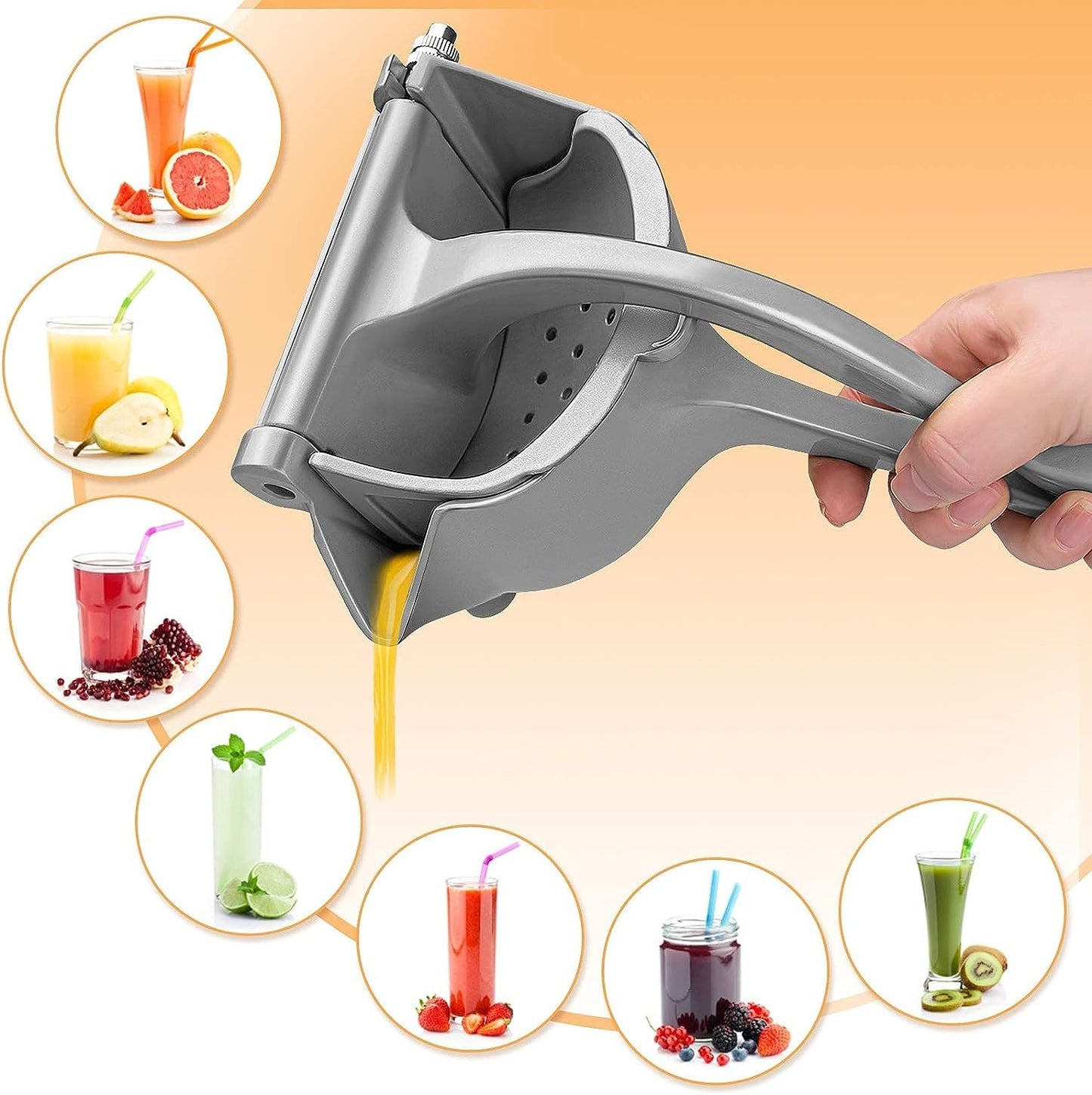 Aluminum Hand Press Juicer Manual Citrus & Fruit Juicer for Kitchen Use Sturdy Metal Juicer for Home, Kitchen & Bar Easy-to Use Manual Machine
