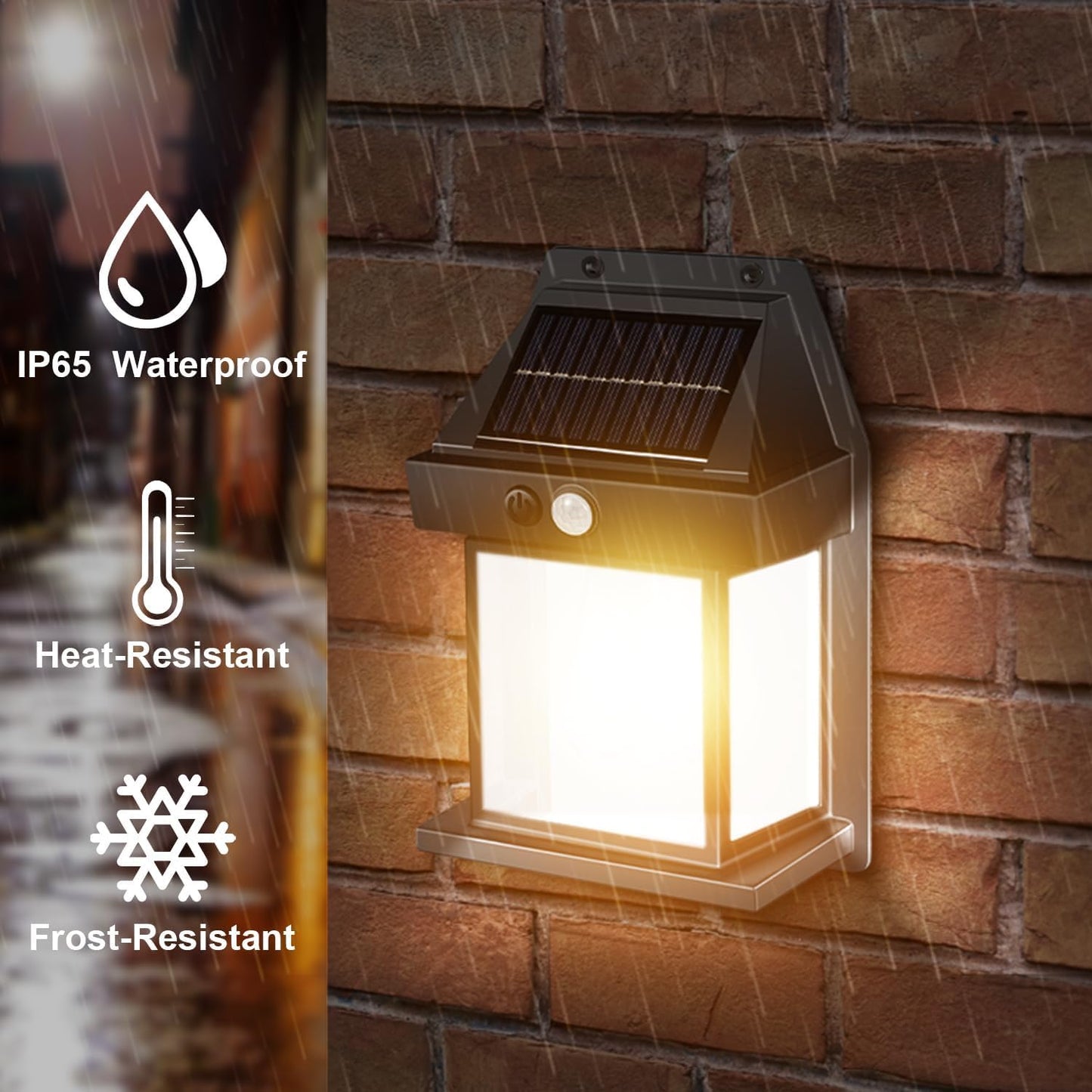 Solar Lights Outdoor, Wall Sconce Motion Sensor, 3 Lighting Modes Waterproof Solar Security Wall Lantern Light Fixtures for Garden Yard Patio Fence Outside Decorative