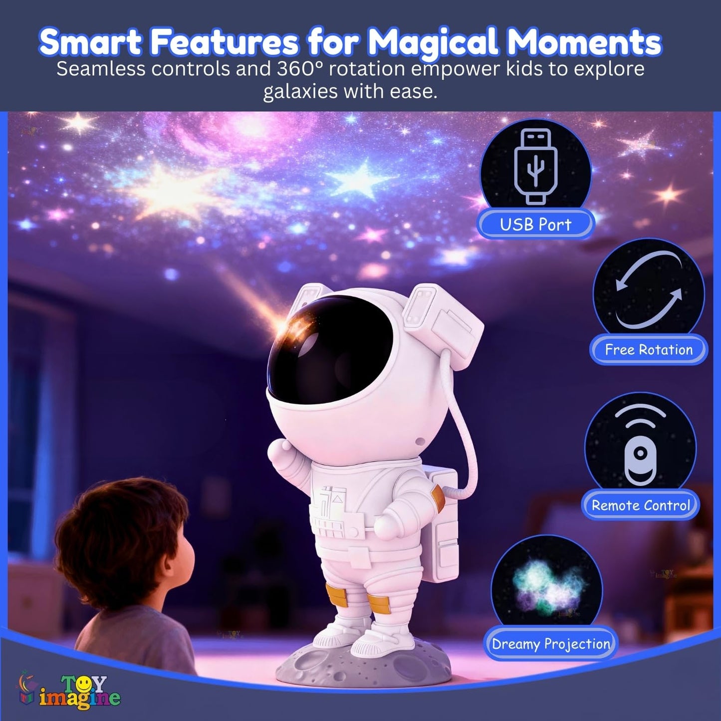 Astronaut Galaxy Projector Night Light – 360° Rotating Nebula Star Projector with Remote Control, Timer & Adjustable Head – Space Lamp for Kids’ Bedroom, Gifts, Gaming Room, Home & Décor