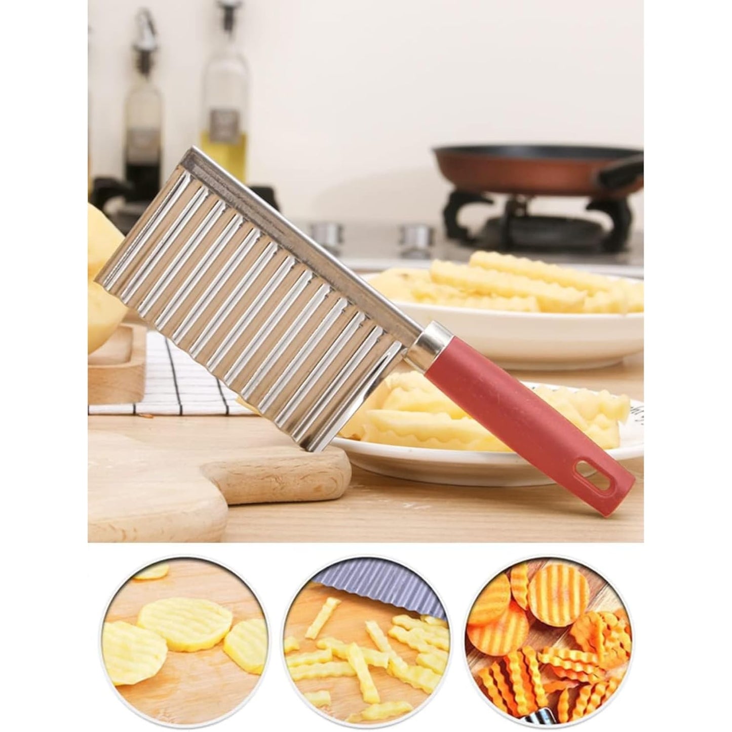 Stainless Steel Crinkle Cut Knife Vegetable Potato Chip Cutter with Wavy Blade Cutter