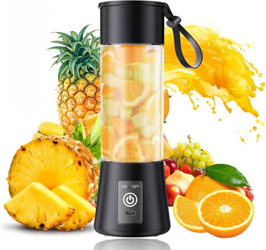 Portable Juicer Blender 6-Blade, USB Rechargeable Smoothie Maker with Built-In Bottle, Personal Fruit Juice Machine & Protein Shake Mixer for Home, Travel & Gym (Multicolor-2)