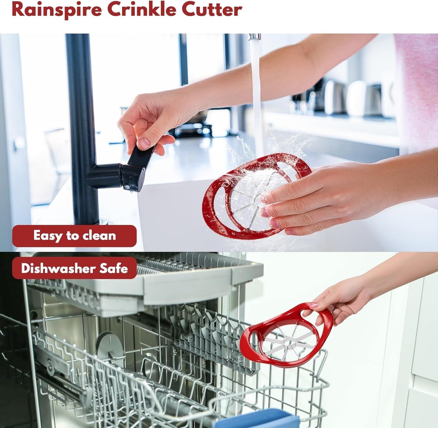 Apple Slicer Wedger Cutter Divider Corer Pitter, 8 Stainless Steel Blades, Non-Slip Handle, Kitchen Tool - Red