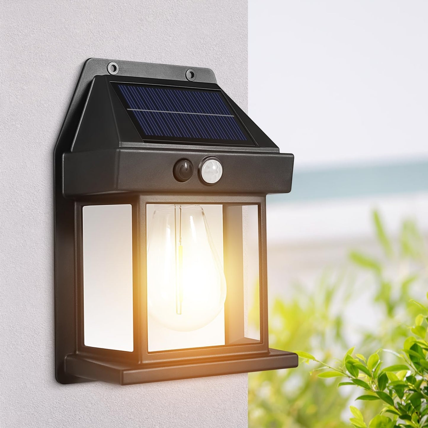 Solar Lights Outdoor, Wall Sconce Motion Sensor, 3 Lighting Modes Waterproof Solar Security Wall Lantern Light Fixtures for Garden Yard Patio Fence Outside Decorative