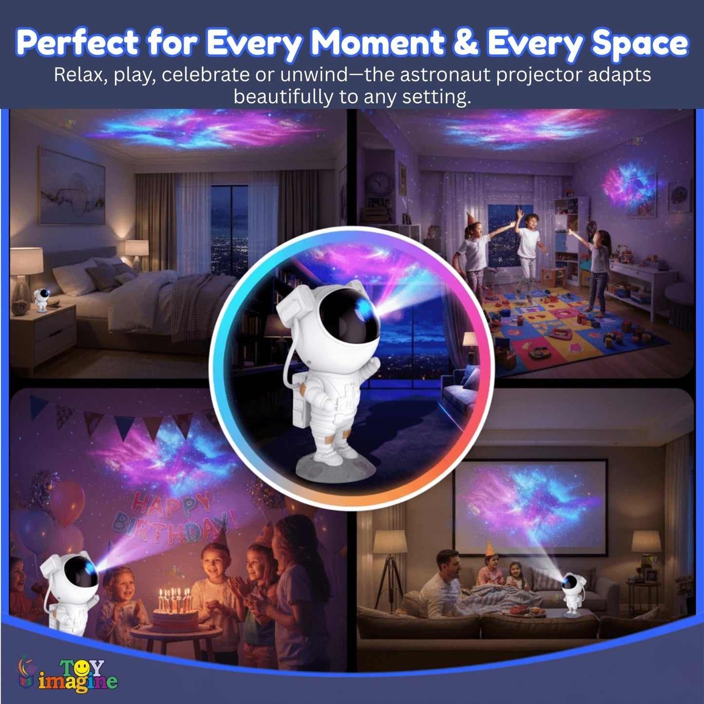 Astronaut Galaxy Projector Night Light – 360° Rotating Nebula Star Projector with Remote Control, Timer & Adjustable Head – Space Lamp for Kids’ Bedroom, Gifts, Gaming Room, Home & Décor